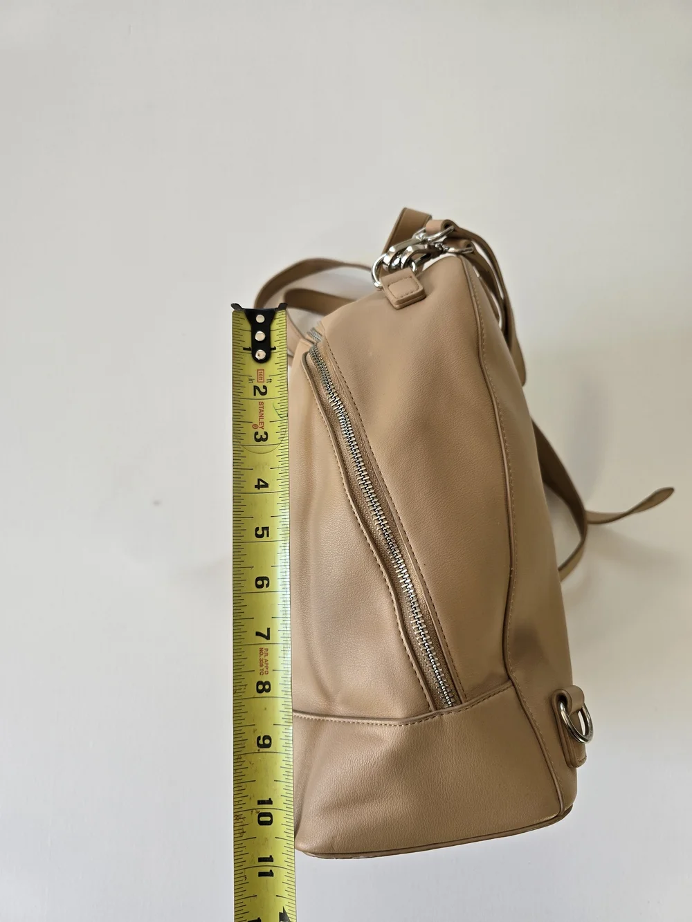 Tan Leather Backpack/Purse- Minimalist Daily Bag - Picture 8 of 11